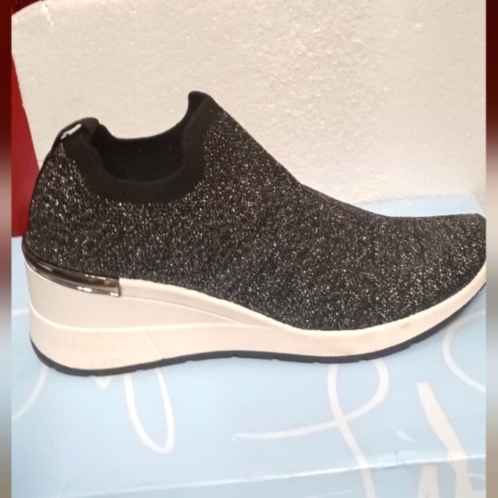 Aldo Wedge slip-on shoes Black Glitter 7
